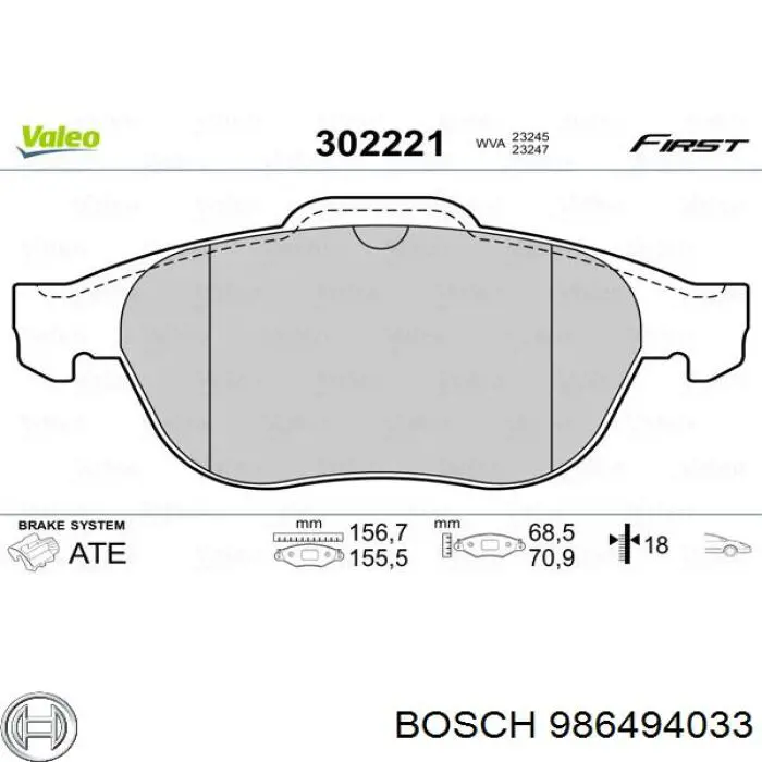 986494033 Bosch pastillas de freno delanteras