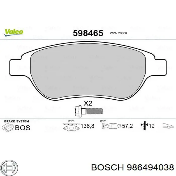 Pastillas freno delanteras Bosch 986494038 precio, desde 20,44 EUR