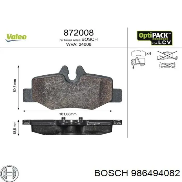 Pastillas de freno traseras 986494082 Bosch