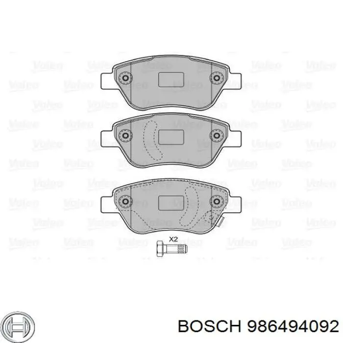 Comprar 986494092 Bosch Pastillas delanteras de freno