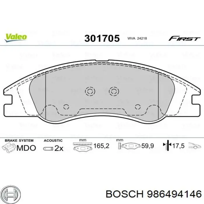 986494146 Bosch pastillas de freno delanteras