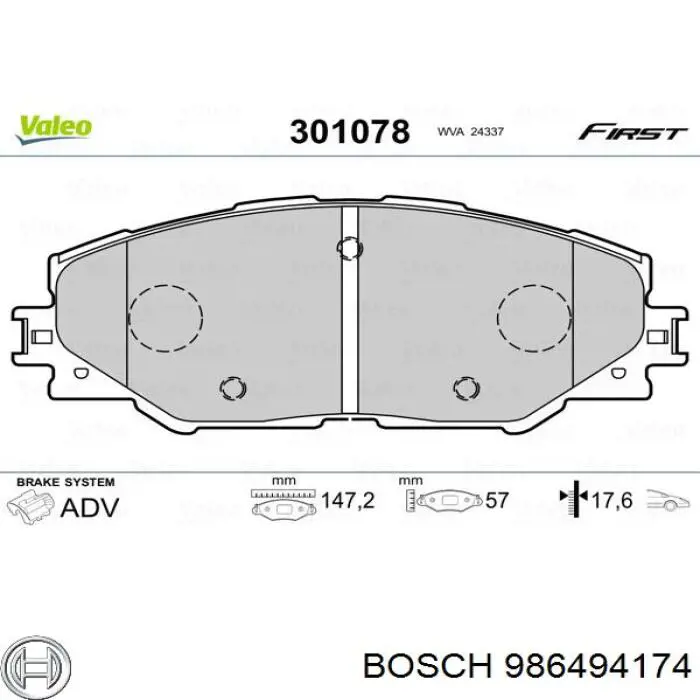 Pastillas de freno 986494174 Bosch