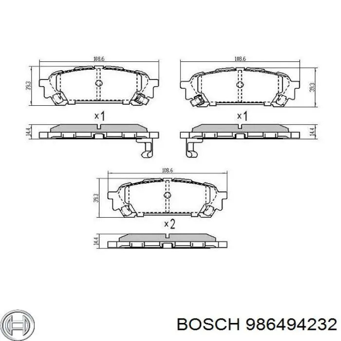 986494232 Bosch pastillas de freno traseras