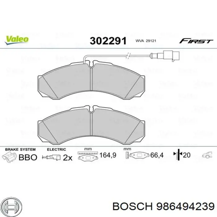 986494239 Bosch pastillas de freno traseras