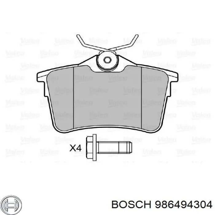 986494304 Bosch Pastillas freno traseras