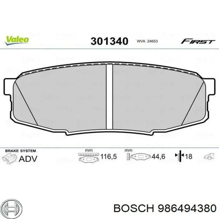 986494380 Bosch pastillas de freno traseras