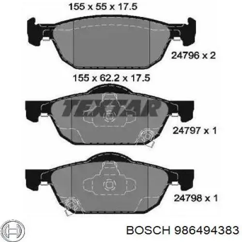 986494383 Bosch pastillas de freno delanteras