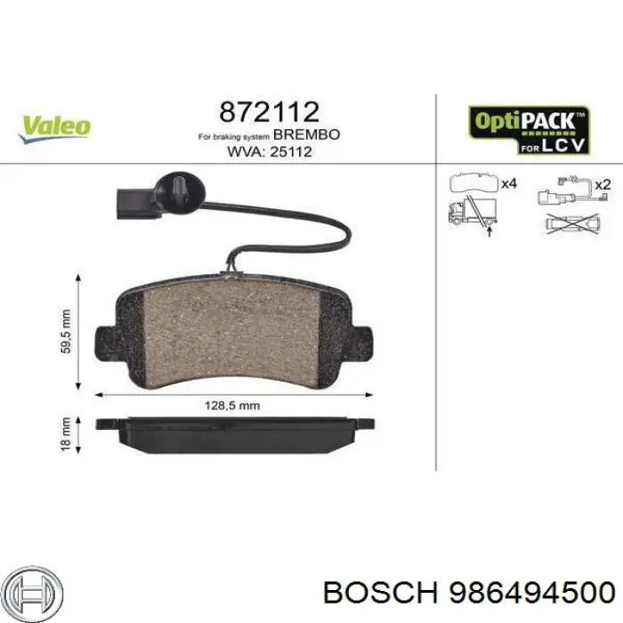 Pastillas de freno traseras 986494500 Bosch