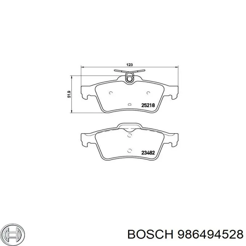 986494528 Bosch pastillas de freno traseras