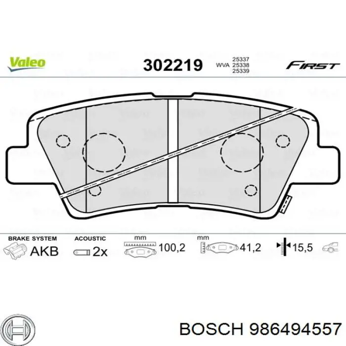 Comprar 986494557 Bosch Pastillas de freno traseras