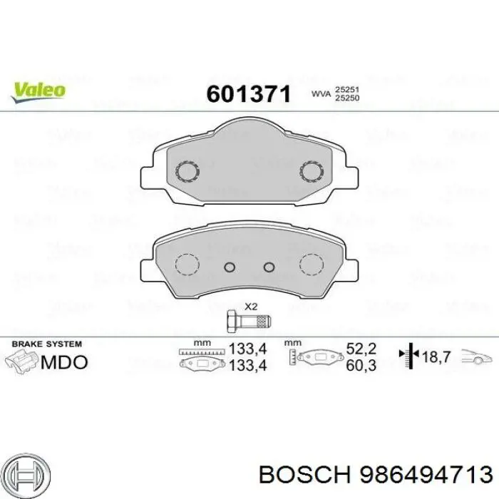 986494713 Bosch Pastillas delanteras