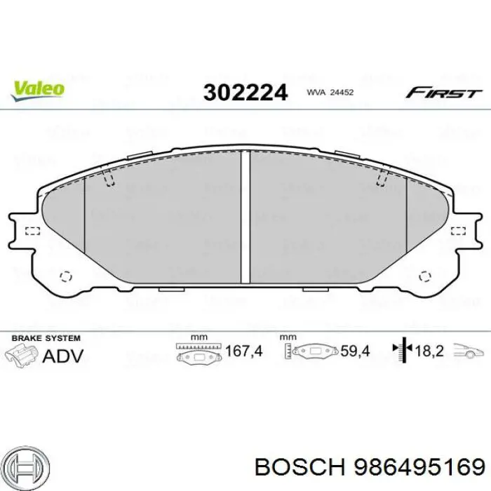 986495169 Bosch pastillas de freno delanteras