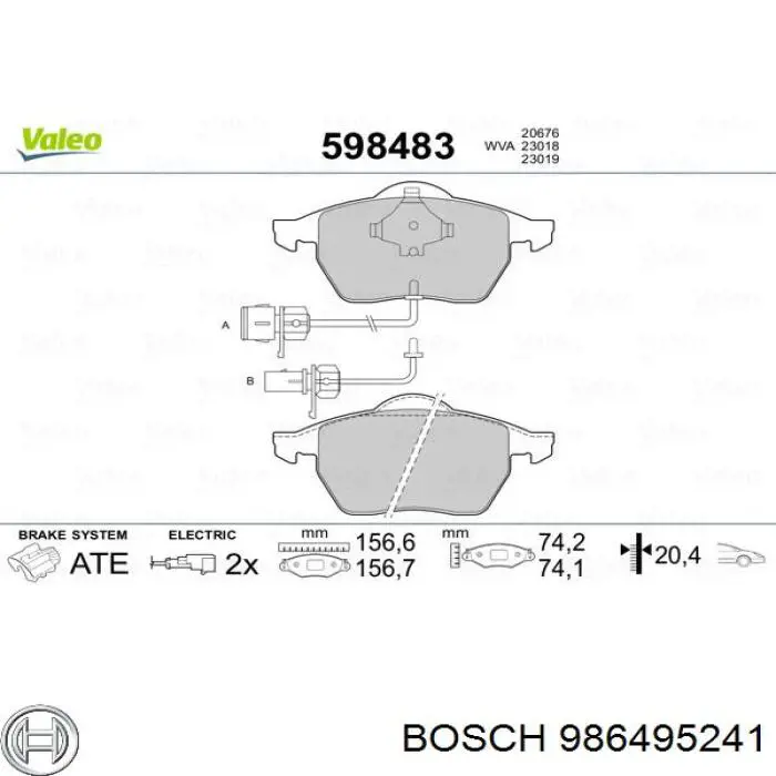 986495241 Bosch pastillas de freno delanteras