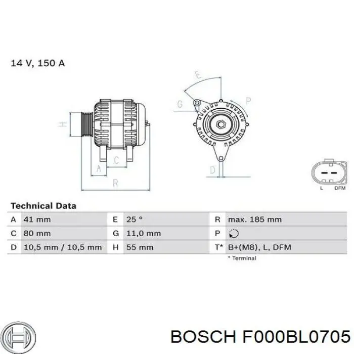 F000BL0705 Bosch Alternador de coche