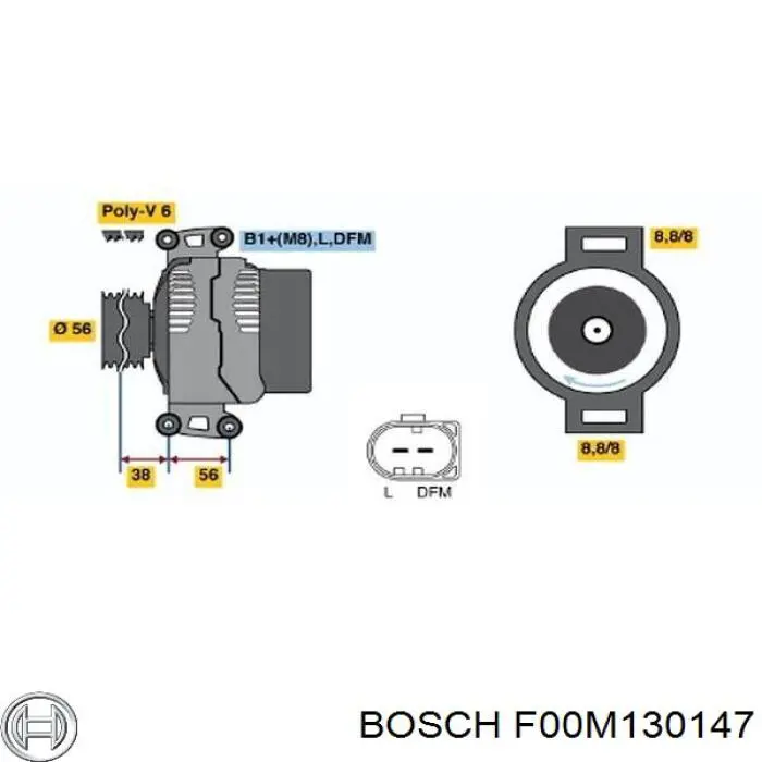 Estátor del alternador F00M130147 Bosch