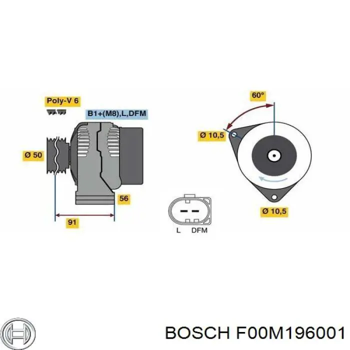 Tapa trasera del alternador F00M196001 Bosch