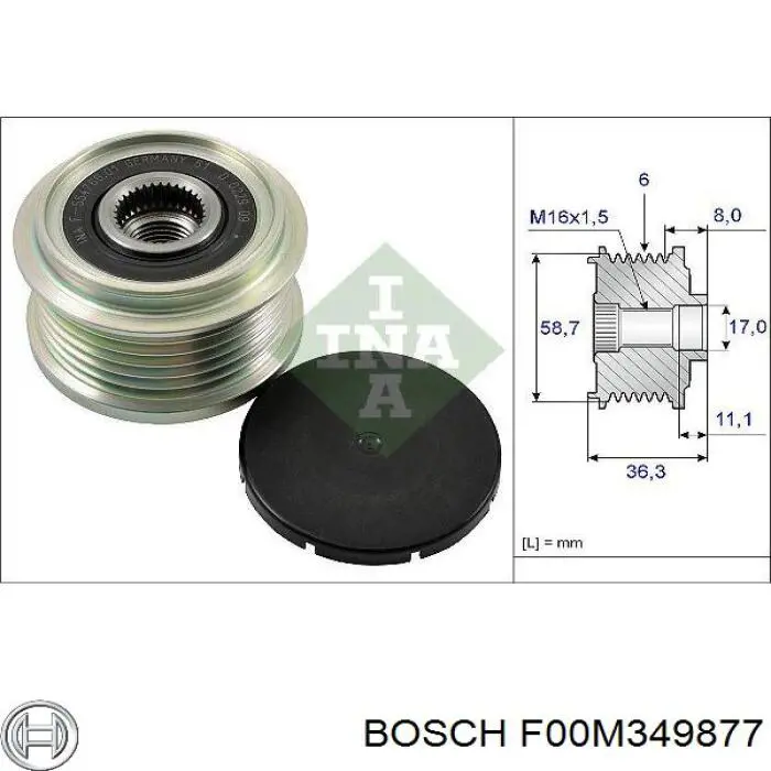 F00M349877 Bosch polea del alternador
