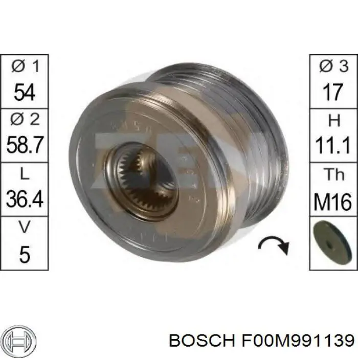 Comprar F00M991139 Bosch Rueda libre del alternador