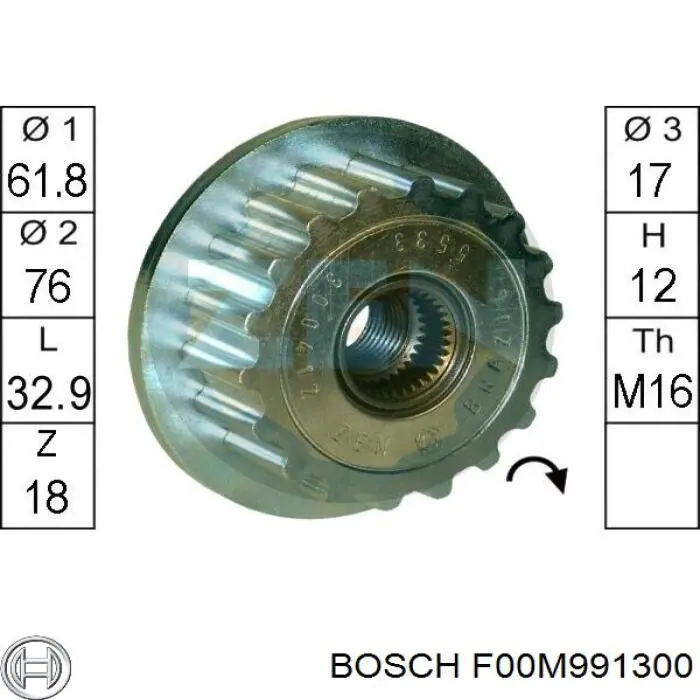 F00M991300 Bosch polea alternador