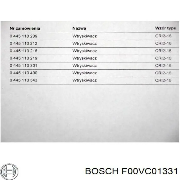 Válvula de inyector Bosch F00VC01331 precio, desde 80,63 EUR