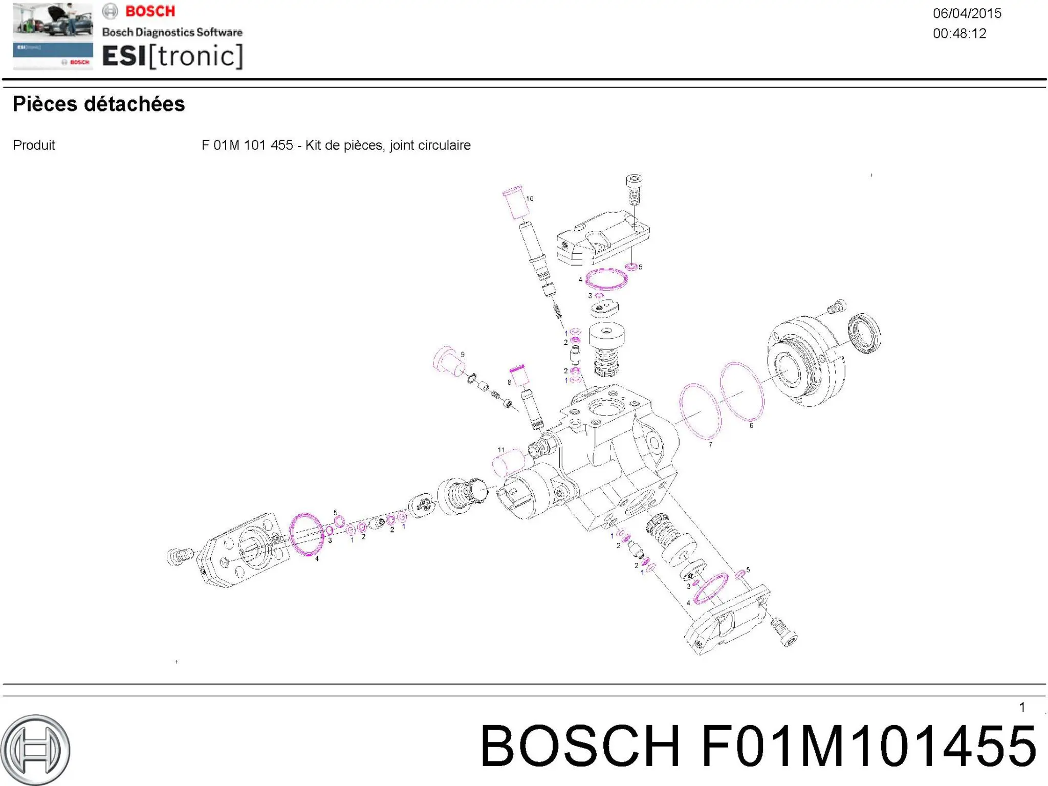 Kit de reparación de bomba de alta presión Bosch F01M101455