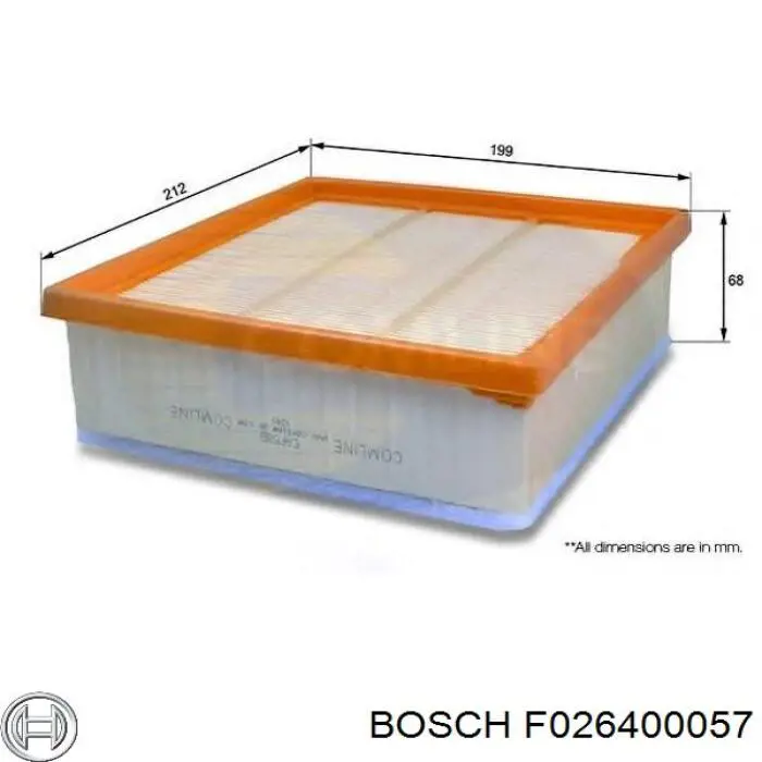 F026400057 Bosch filtro de aire