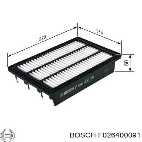 F026400091 Bosch filtro de aire