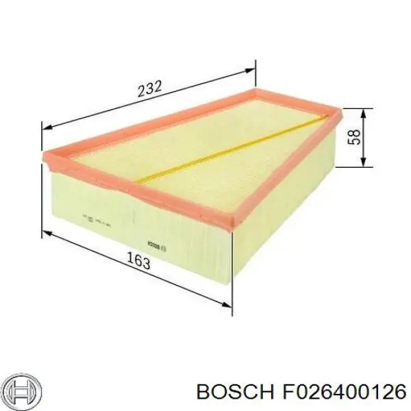 F026400126 Bosch Filtro de aire de motor