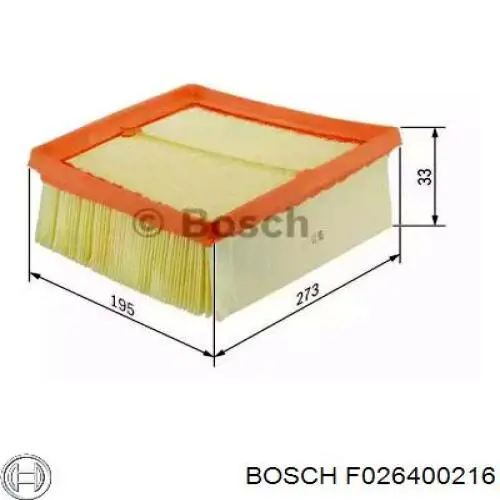 F026400216 Bosch filtro de aire