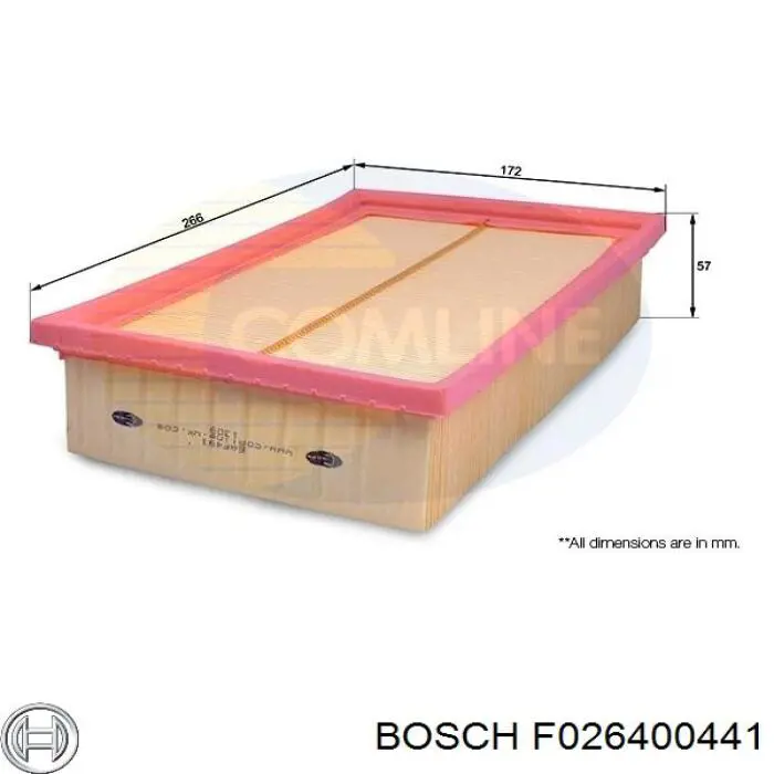 F026400441 Bosch Filtro de aire de motor