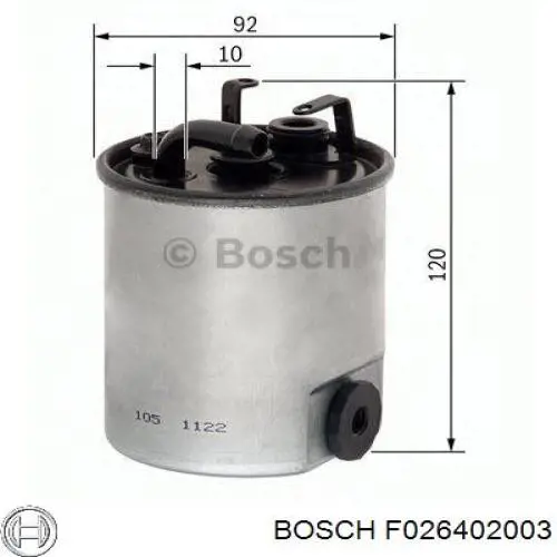 Filtro de gasoil Bosch F026402003
