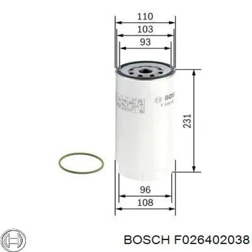 Filtro de gasoil Bosch F026402038
