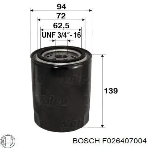 F026407004 Bosch filtro de aceite