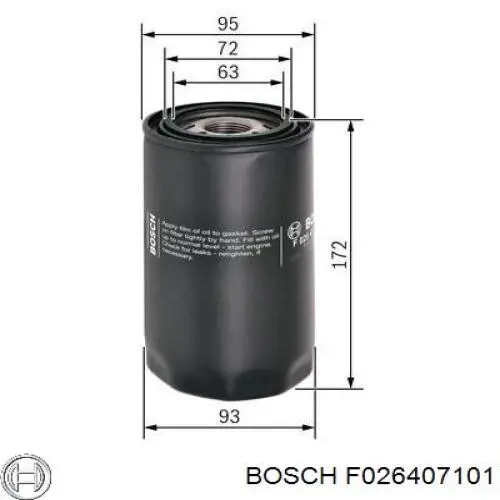 F026407101 Bosch Filtro aceite