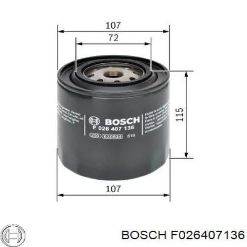 F026407136 Bosch filtro de aceite