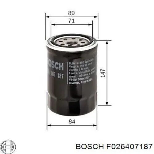 F026407187 Bosch filtro de aceite