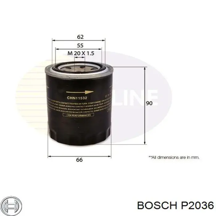 P2036 Bosch filtro de aceite