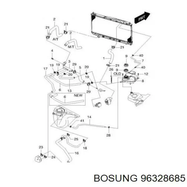 96328685 Bosung manguera refrigerante para radiador inferiora