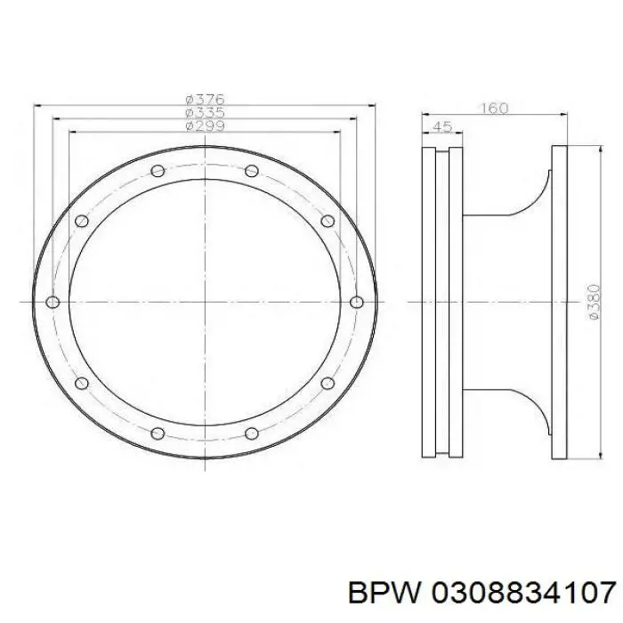 0308834107 BPW freno de disco delantero