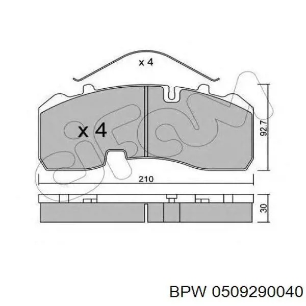 0509290040 BPW pastillas de freno traseras