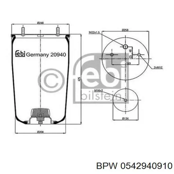 Bolsa neumática del eje RML7051 Blacktech
