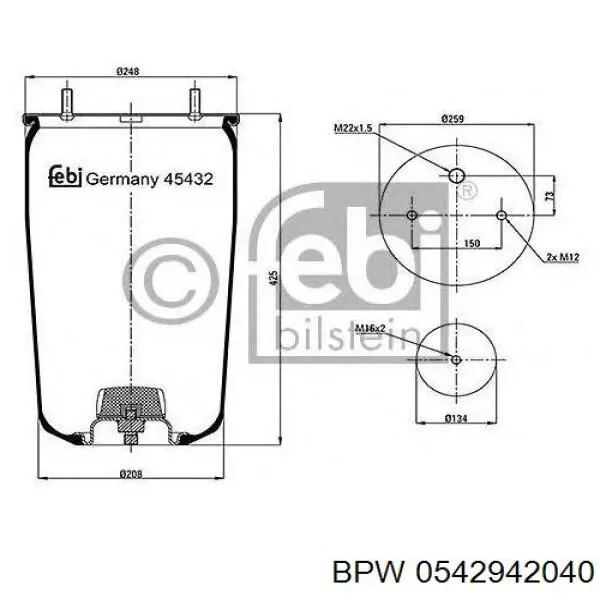 0542942040 BPW muelle neumático, suspensión