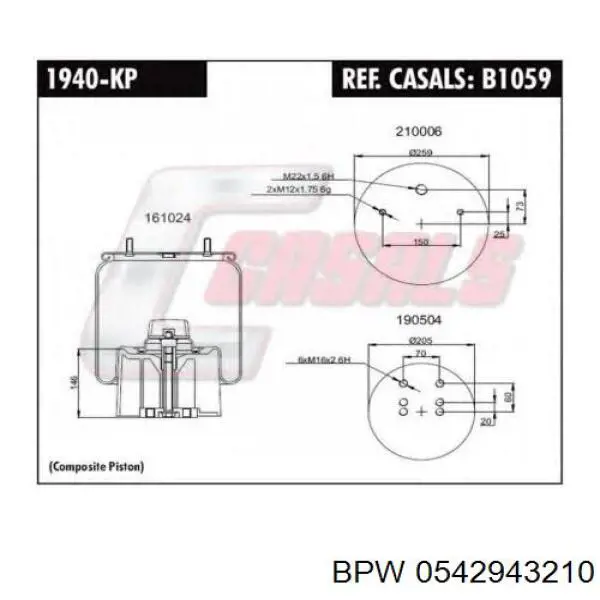 0542943210 BPW Bolsa neumática del eje
