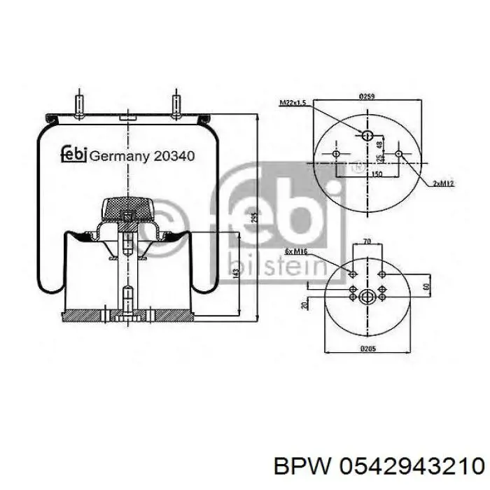 05.429.43.21.0 BPW muelle neumático, suspensión