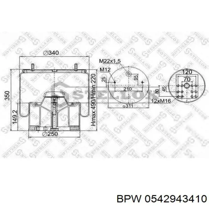 Comprar 0542943410 BPW Bolsa neumática del eje