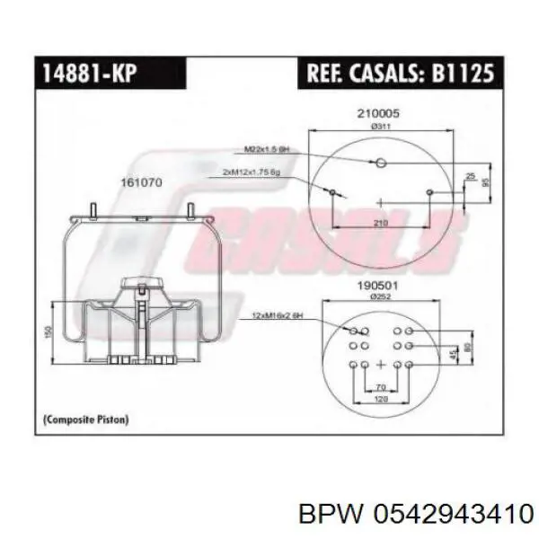 0542943410 BPW muelle neumático, suspensión