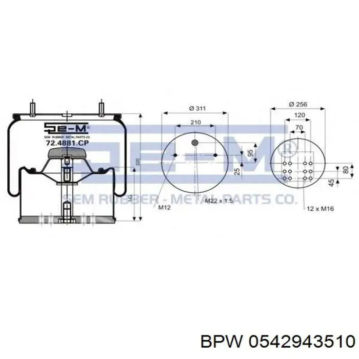 0542943510 BPW Bolsa neumática del eje