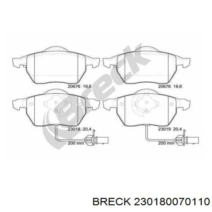 23018 00 701 10 Breck pastillas de freno delanteras