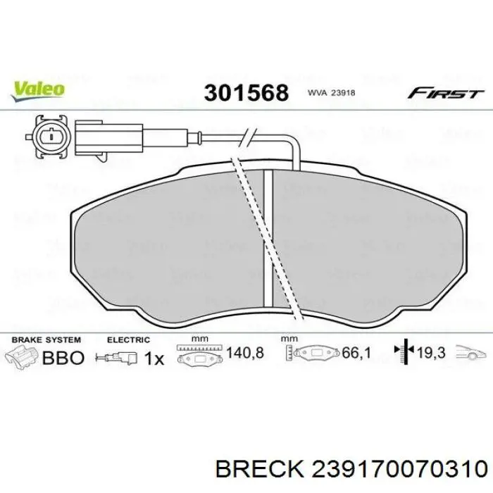 Pastillas de freno delanteras Fiat Ducato 2 230L