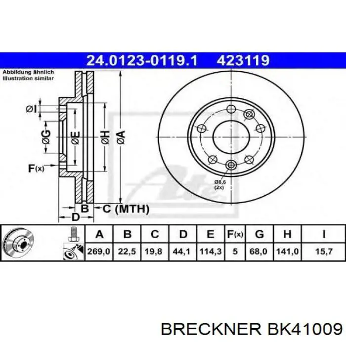 BK41009 Breckner freno de disco delantero